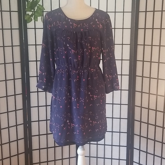 Madewell Dresses & Skirts - Madewell Blue w/ Bird Print Silk Dress - Size 8